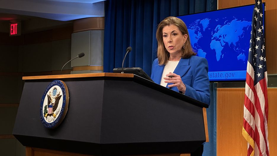WASHINGTON D.C, UNITED STATES - MARCH 31: U.S. State Department spokesperson Tammy Bruce speaks to reporters during a press briefing at the State Department in Washington DC, United States on March 31, 2025. (Photo by Yasin Ozturk/Anadolu via Getty Images)