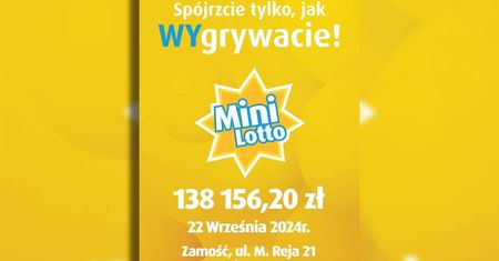 Szczęśliwy gracz z Zamościa wygrał ponad 130 tysięcy złotych w Mini Lotto!