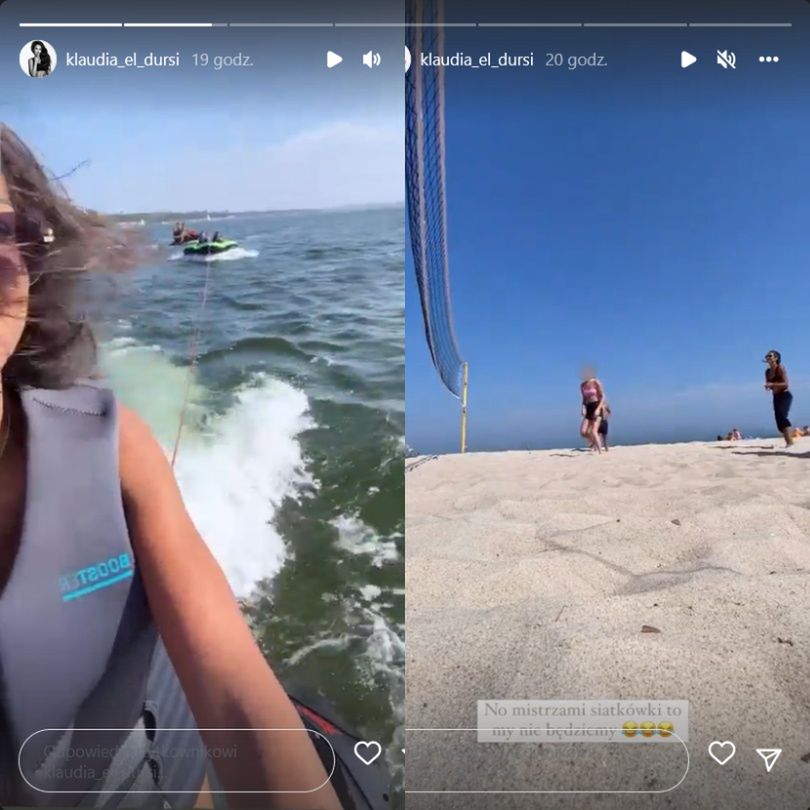 Klaudia El Dursi spaceruje po plaży w osobliwej stylizacji