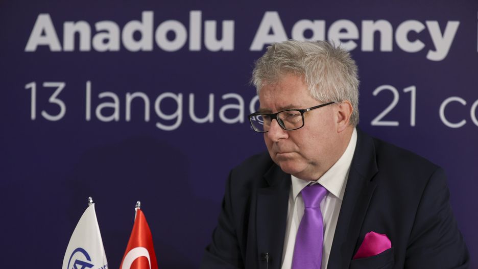 ANTALYA, TURKIYE - MARCH 12: Ryszard Czarnecki, head of EU Turkiye Friendship Group, speaks during an exclusive interview on the sidelines of the Antalya Diplomacy Forum at Nest Congress Center in Antalya, Turkiye on March 12, 2022. (Photo by Muhammed Selim Korkutata/Anadolu Agency via Getty Images)