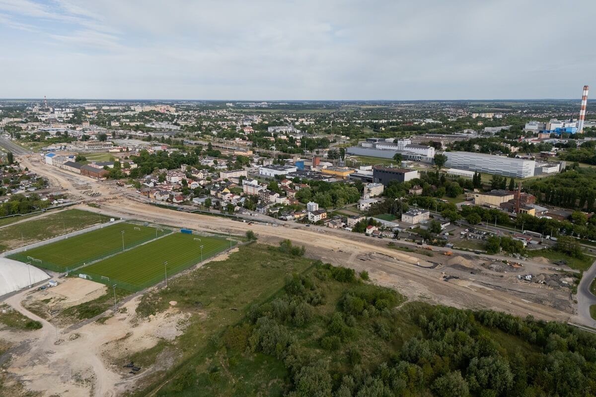 Widok z góry na budowę przedłużenia ul. Lubelskiego Lipca '80