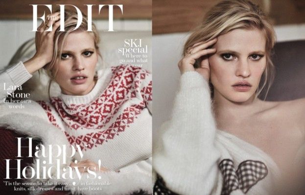 Lara Stone pozuje w zimowych stylizacjach