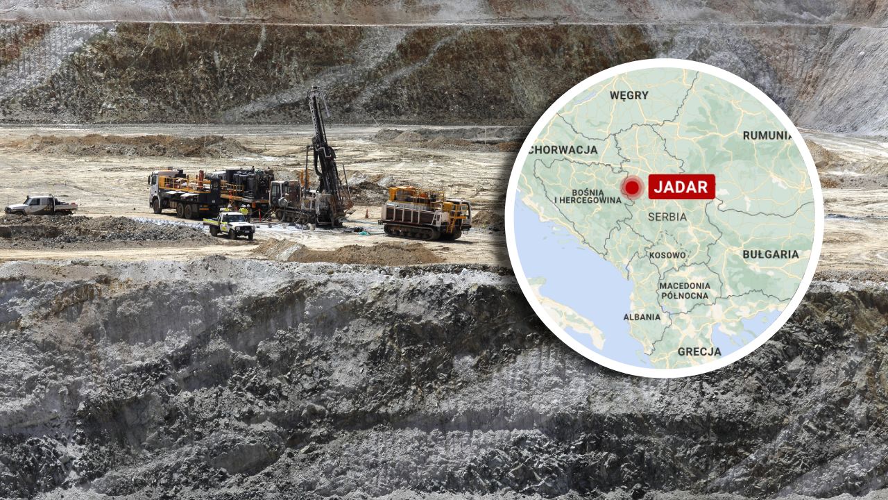A lithium mine (illustrative photo) and the location of the Jadar Valley in Serbia