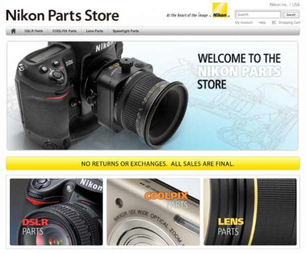Nikon otworzył sklep z częściami do aparatów i obiektywów