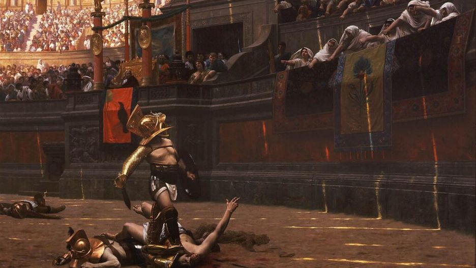 Wizja walk gladiatorów – Pollice verso (mal. Jean-Léon Gérôme, 1