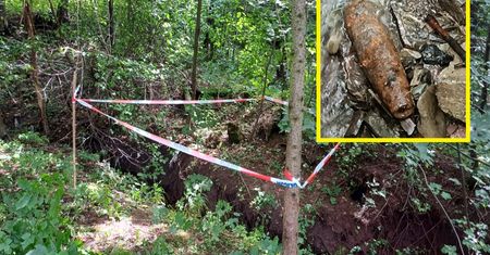 Grybów: spacerowicz znalazł w potoku pocisk artyleryjski z II wojny światowej