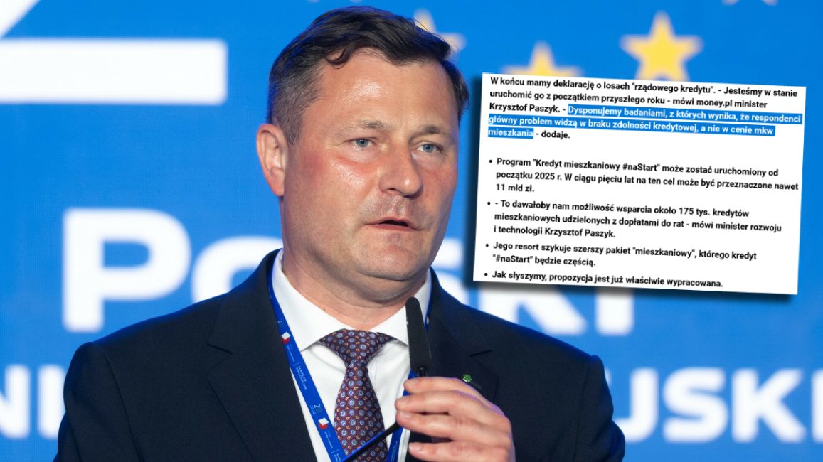 Minister rozwoju i technologii Krzysztof Paszyk mówił o problemach Polaków z zakupem własnego mieszkania