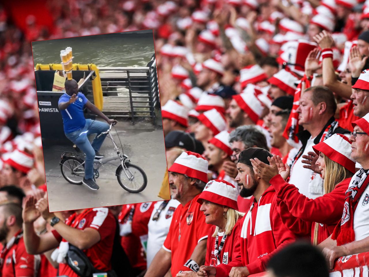 Fan's balancing act amazes Euro 2024 crowd in Düsseldorf