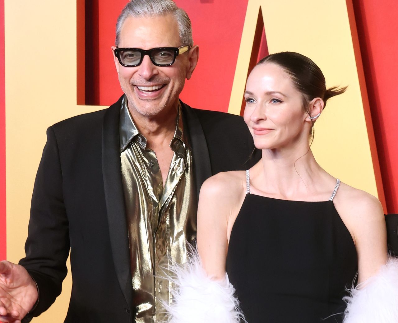 Jeff Goldblum with his wife at this year's Oscar party