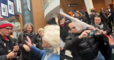 Zwolennicy TVP ruszyli z flagą Polski na dziennikarza. Zobacz nagranie