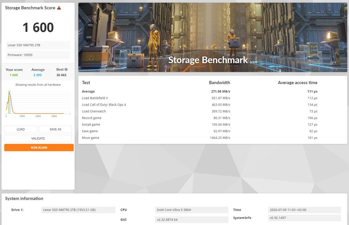 Razer Blade 16 (2026) - 3DMark Storage - test SSD