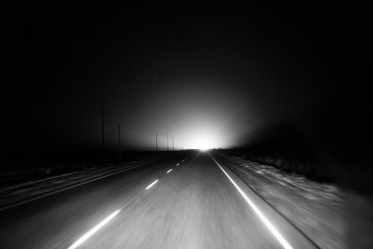 Somewhere between Dnipro and Kramatorsk. In the darkness so thick, you can touch it.