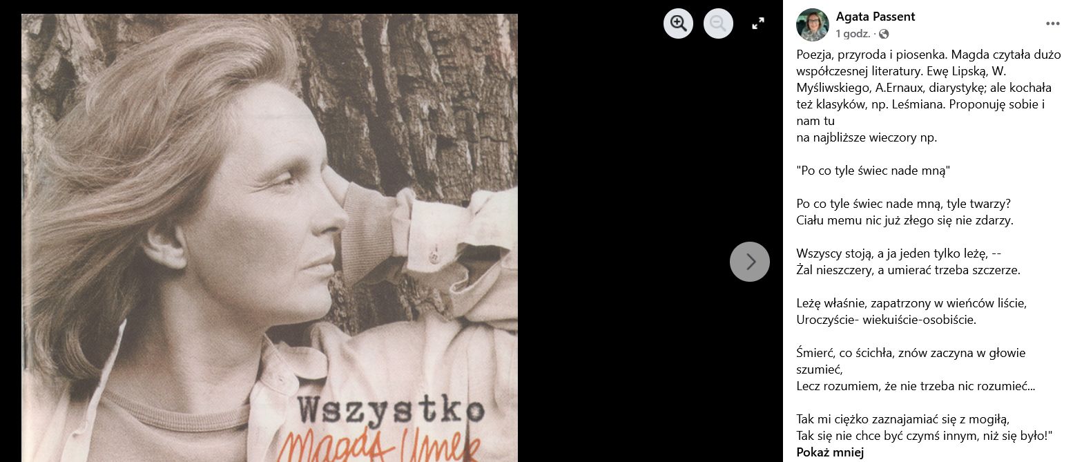 Agata Passent pożegnała Magdę Umer