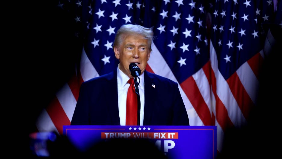 Republican presidential candidate Trump reacts to elections results
epa11704618 Republican presidential candidate Donald J. Trump addresses supporters at the Election Night watch party in the West Palm Beach Convention Center in West Palm Beach, Florida, USA, 06 November 2024.  EPA/CRISTOBAL HERRERA-ULASHKEVICH 
Dostawca: PAP/EPA.
CRISTOBAL HERRERA-ULASHKEVICH
flag
