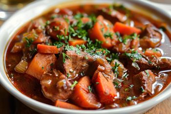 Tani, szybki i sycący gulasz. Mięso w nim jest delikatne i po brzegi napakowane żelazem i białkiem