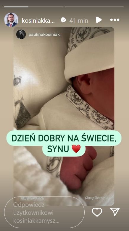 Paulina i Władysław Kosianiak-Kamyszowie powitali na świecie syna 