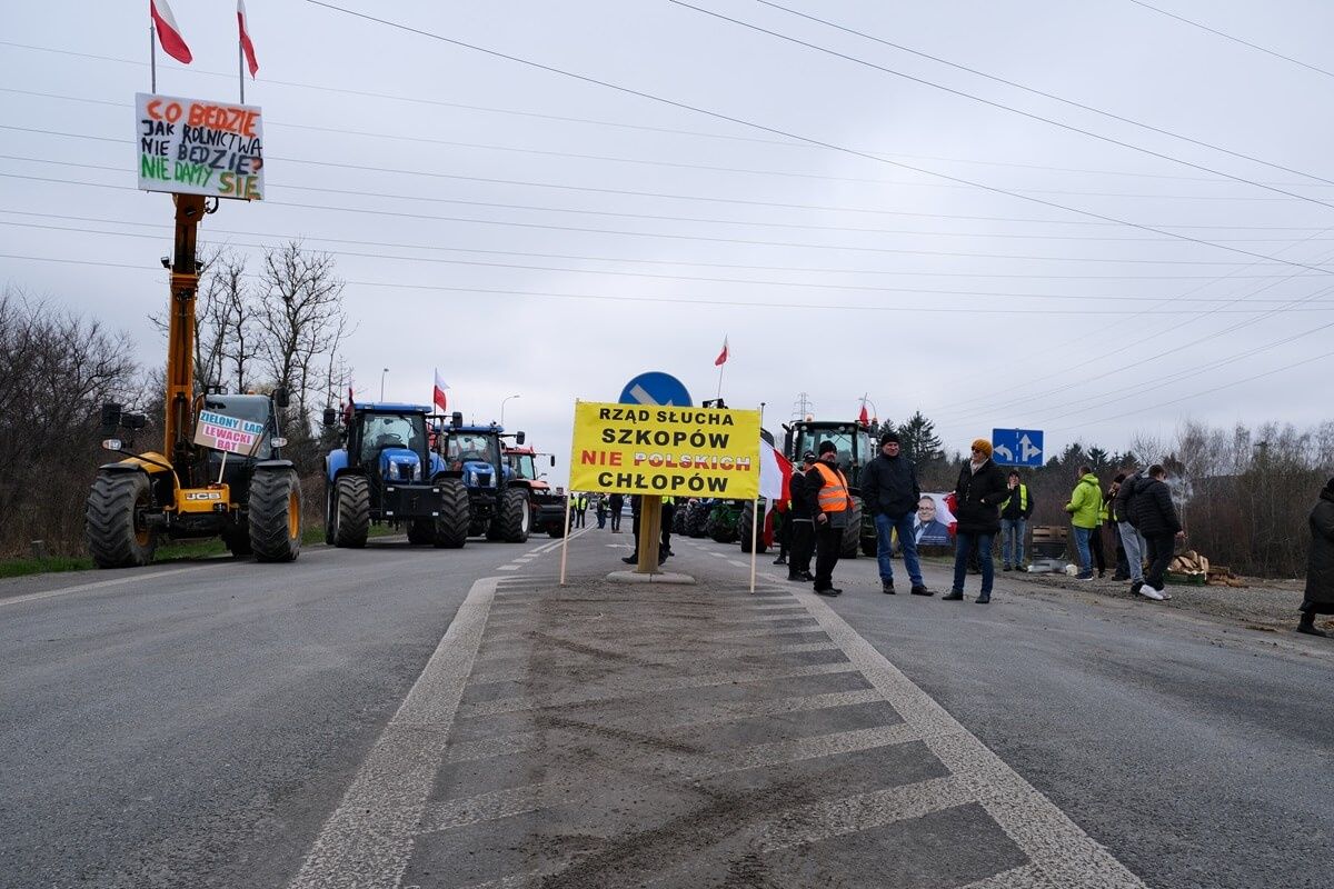 Protest rolników w Elizówce przy węźle Lublin Rudnik