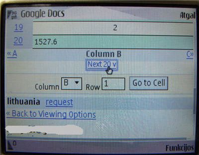 Google Docs na komórkach 2