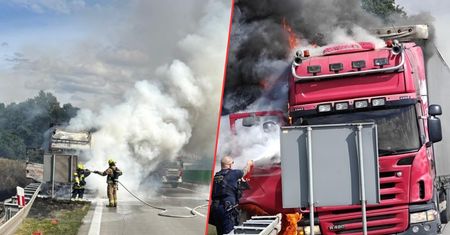 Ciężarówka na A4 zaczęła płonąć. Szybka interwencja policji