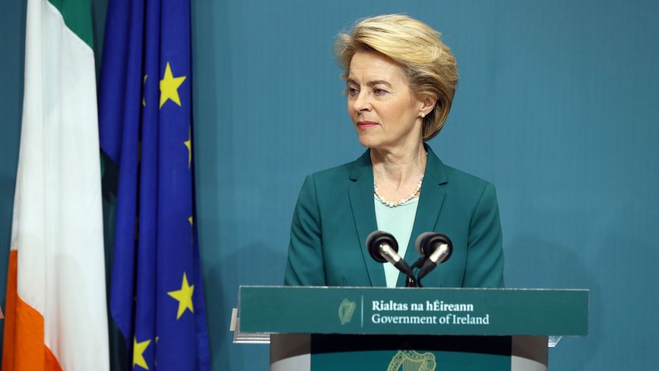 European Commission President Ursula von der Leyen holding a joint press conference with Taoiseach Leo Varadkar at Government Buildings, Dublin. (Photo by Brian Lawless/PA Images via Getty Images)
