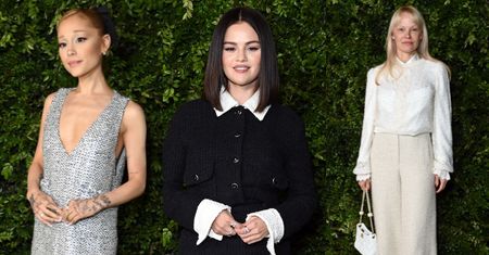 Tłum celebrytek na evencie Chanel: Ariana Grande w mini, Selena Gomez obwieszona biżuterią za ćwierć miliona i naturalna Pamela Anderson
