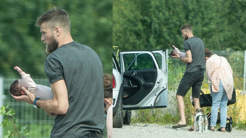 Zofia Zborowska i Marcin Wrona spacerują z dzidziusiem 