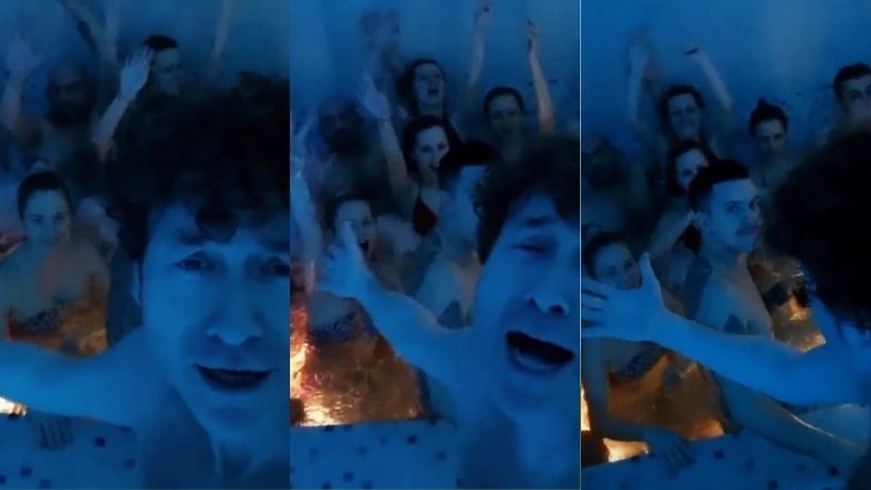Piotr Rubik bawi się w jacuzzi z tłumem znajomych