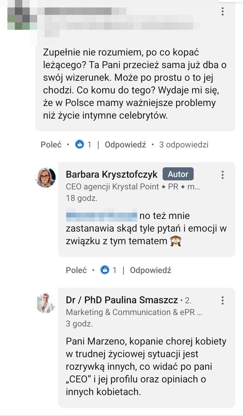 Wymiana zdań pomiędzy Pauliną Smaszcz, a Barbarą Krysztofczyk