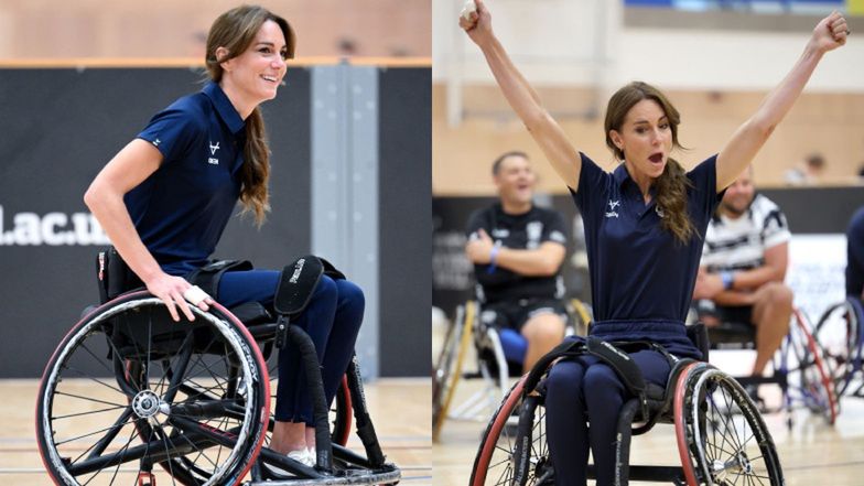 Roześmiana od ucha do ucha Kate Middleton zagrała w rugby NA WÓZKU INWALIDZKIM z osobami z niepełnosprawnościami (ZDJĘCIA)
