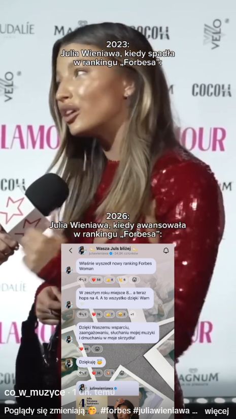 Julia Wieniawa gorzko o rankingu "Forbes"