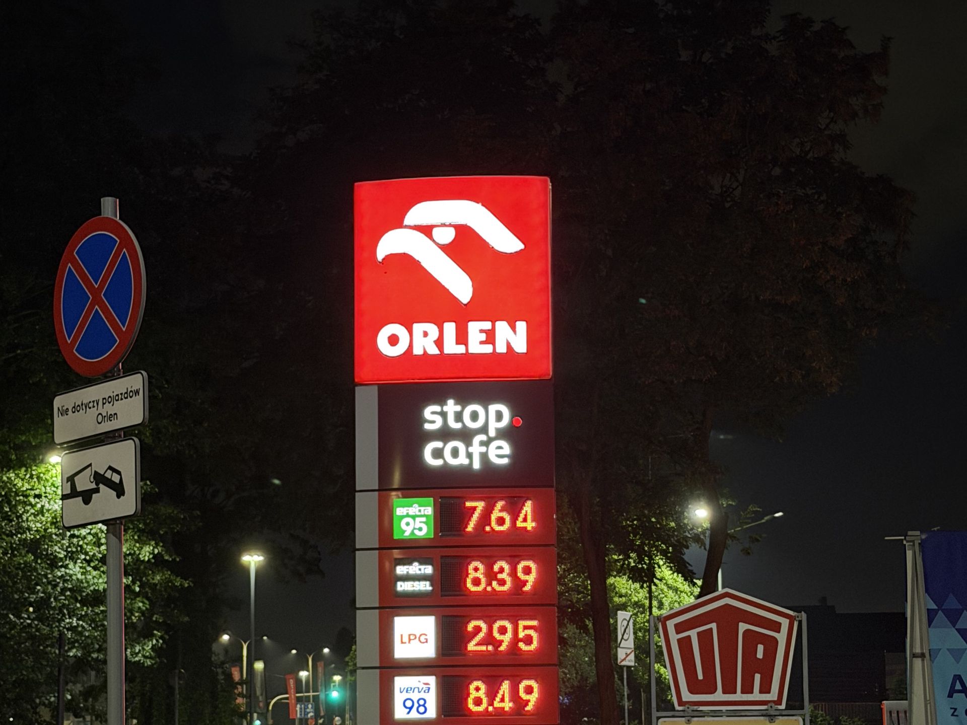 Ceny paliw na Orlenie przy ul. Radzymińskiej w Warszawie 1.09