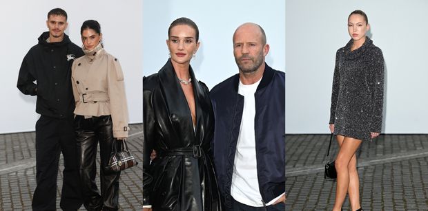 Gwiazdy na pokazie Burberry: Romeo Beckham z ukochaną, Rosie Huntington-Whiteley z Jasonem Stathamem, córka Kate Moss... (ZDJĘCIA)