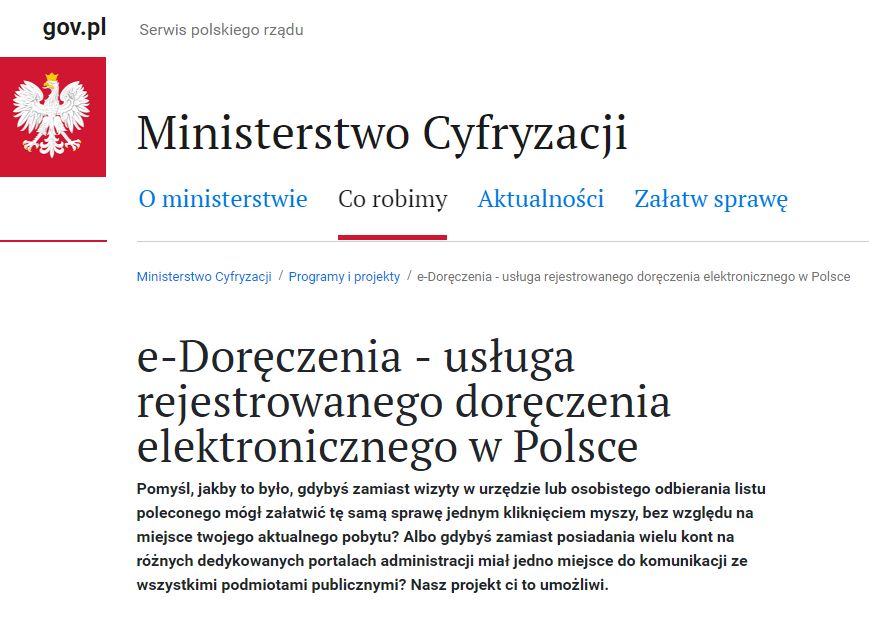 Szczegóły projektu przedstawiane są na stronie Ministerstwa Cyfryzacji.