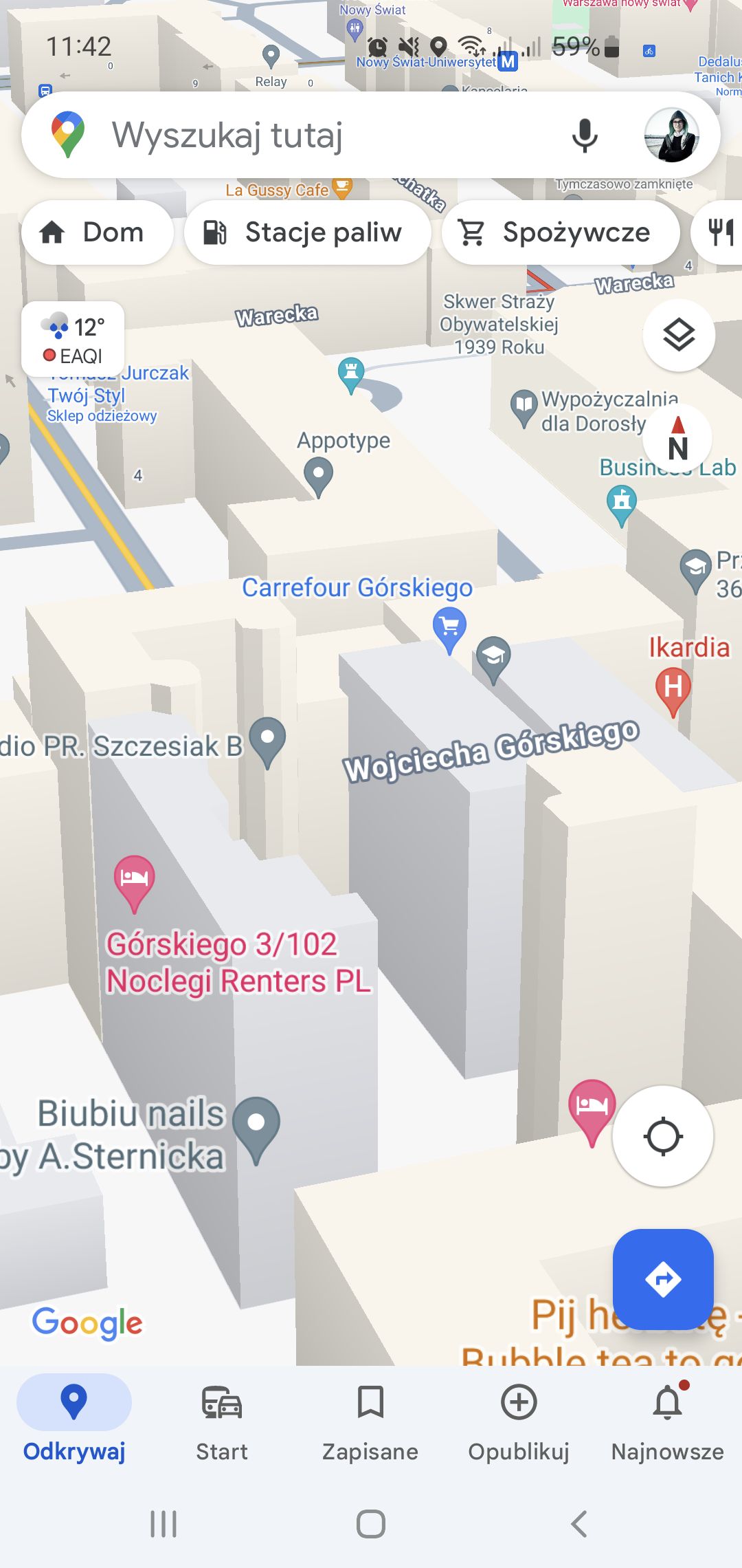 Google Maps budynki 3D
