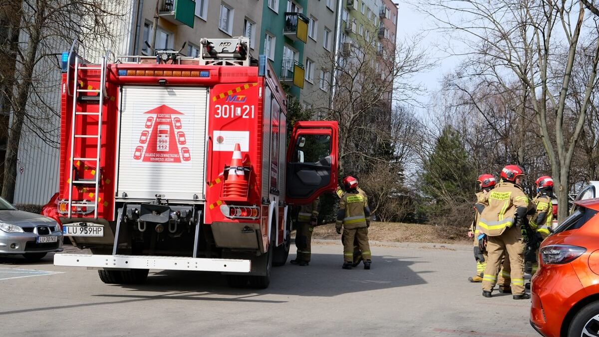 Interwencja straży pożarnej przy ul. Tumidajskiego w Lublinie