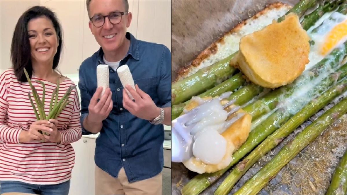 Katarzyna Cichopek i Maciej Kurzajewski jedzą szparagi