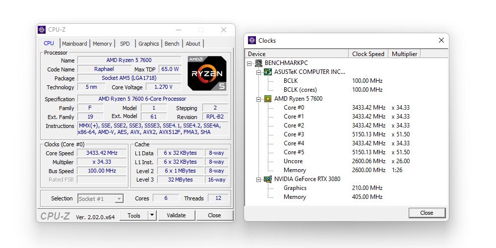 AMD Ryzen 5 7600 - taktowanie pojedynczego wątku