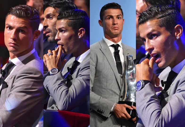 Cristiano Ronaldo odbiera statuetkę dla najlepszego piłkarza Europy