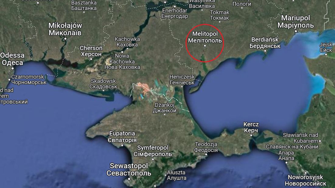 Melitopol na mapie południowej Ukrainy