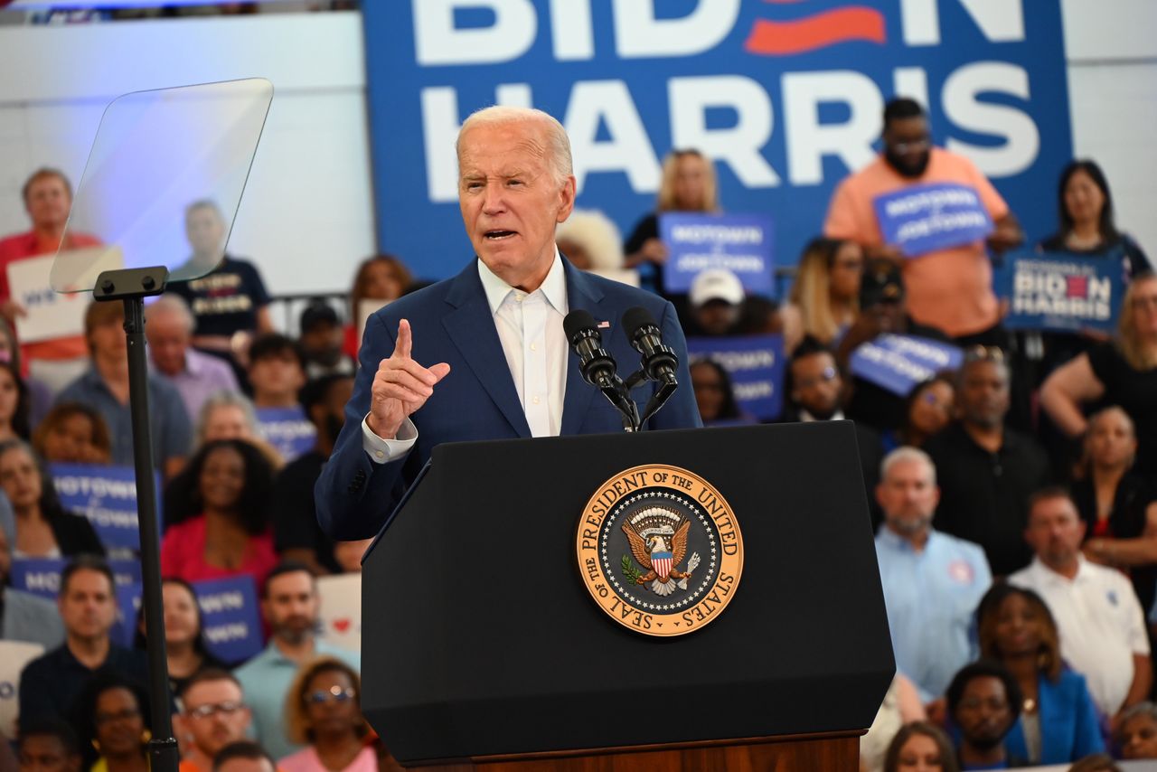 Biden rallies in Detroit, slams Trump’s "Project 2025"