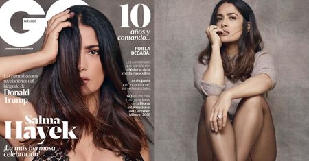 Salma Hayek chwali się biustem na okładce "GQ"