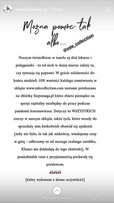 Kasia Tusk wspiera walkę z koronawirusem