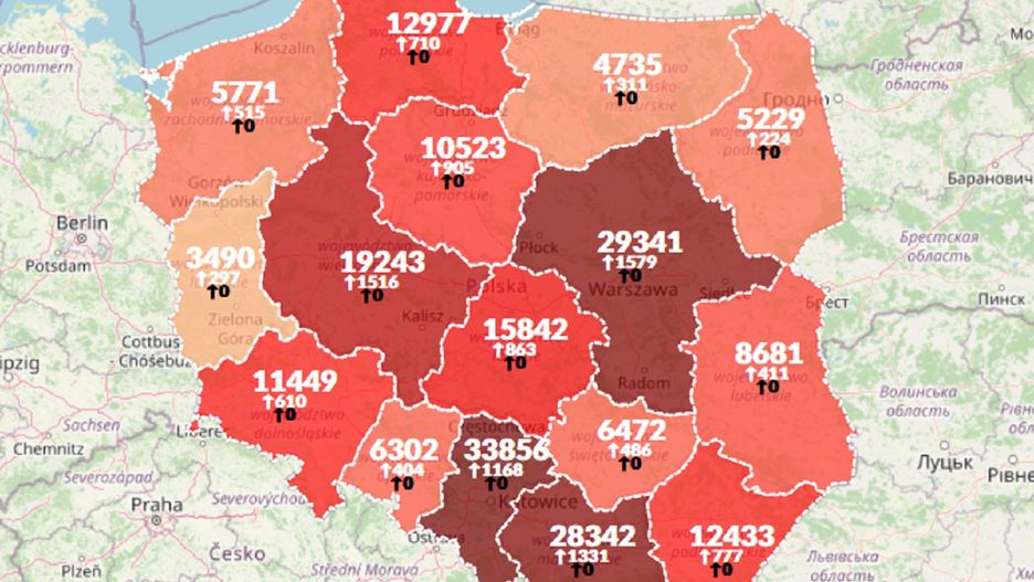 Koronawirus w Polsce. Mapa zakażeń