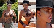 Pokiereszowana Katie Price wygrzewa się w bikini Louis Vuitton po szóstym liftingu twarzy (ZDJĘCIA)