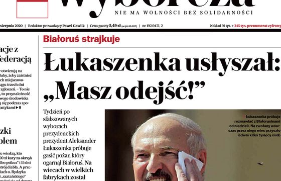 „Gazeta Wyborcza” i „Wysokie Obcasy” zmieniają logotypy na nawiązujące do białoruskich protestów