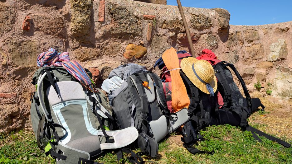 Backpacks of pilgrims of  Way of Saint James rest beside a ruin.
jcfmorata
backpacking, hike, equipment, way, saint, james, camping, travel, pilgrims, trip, hiking, trekking, sports, journey, nature, backpack, shoes, gear, nobody, hiker, sport, tourism, bag,  summer, water, outdoor, outside, hat, rest, road, camino, santiago, travelsack, summer, backpacking, hike, equipment, way, saint, james, camping, travel, pilgrims, trip, hiking, trekking, sports, journey, nature, backpack, shoes, gear, nobody, hiker, sport, tourism, bag, summer, water, outdoor, outside, hat, rest, road, camino, santiago, travelsack