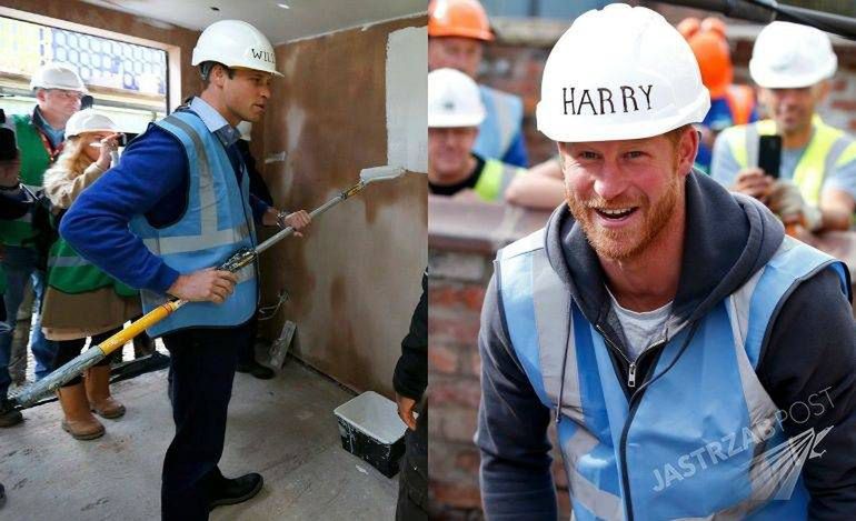 Książę Harry i książę William pomagają budować domy dla weteranów [zdjęcia]