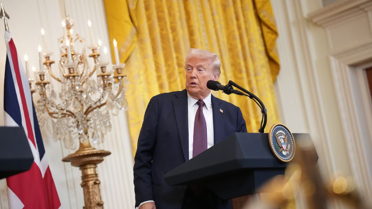 WASHINGTON, DC - FEBRUARY 27: U.S. President Donald Trump delivers remarks during a joint press conference with UK Prime Minister Keir Starmer in the East Room at the White House on February 27, 2025 in Washington, DC. Starmer is on his first visit to Washington since President Trump returned to the White House. Starmer's trip comes shortly after he announced an increase in UK defense spending, ostensibly as a signal to Trump that the UK is prepared to bolster Europe's security, and as he aims to broker a fair peace deal for Ukraine amid Trump's warming relations with Russia.  (Photo by Andrew Harnik/Getty Images)