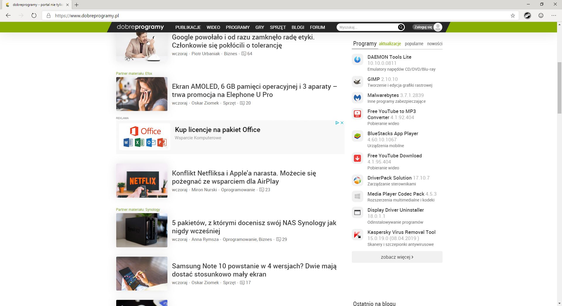 dobreprogramy w Edge z silnikiem Chromium.