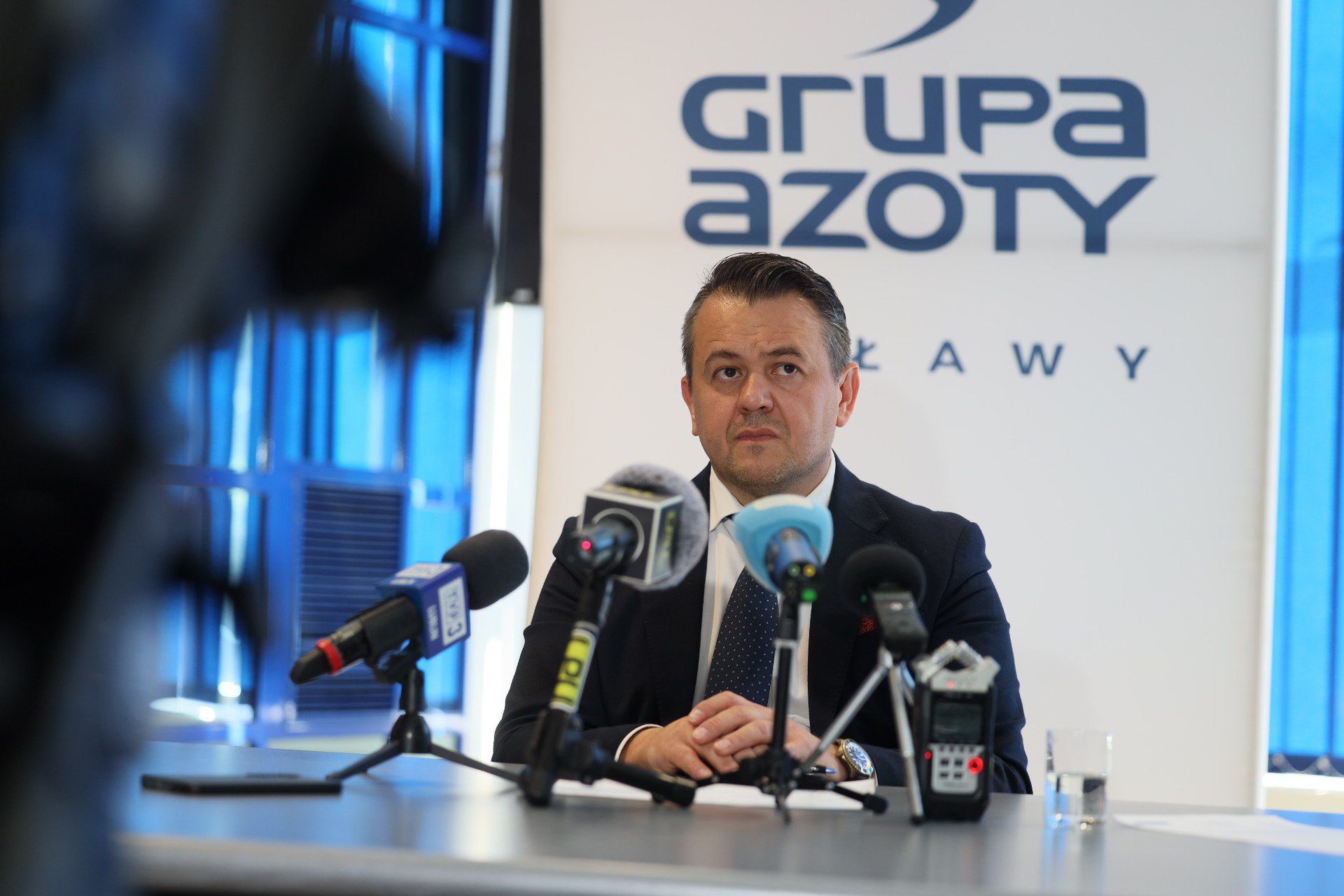 Konferencja prasowa z udziałem prezesa Grupy Azoty Puławy, Huberta Kamoli